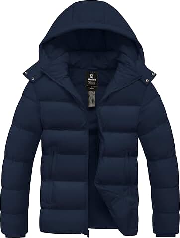 Men's Waterproof Warm Winter Puffer Coat with Removable Hood