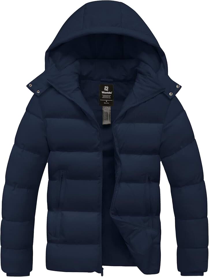 Men's Waterproof Warm Winter Puffer Coat with Removable Hood