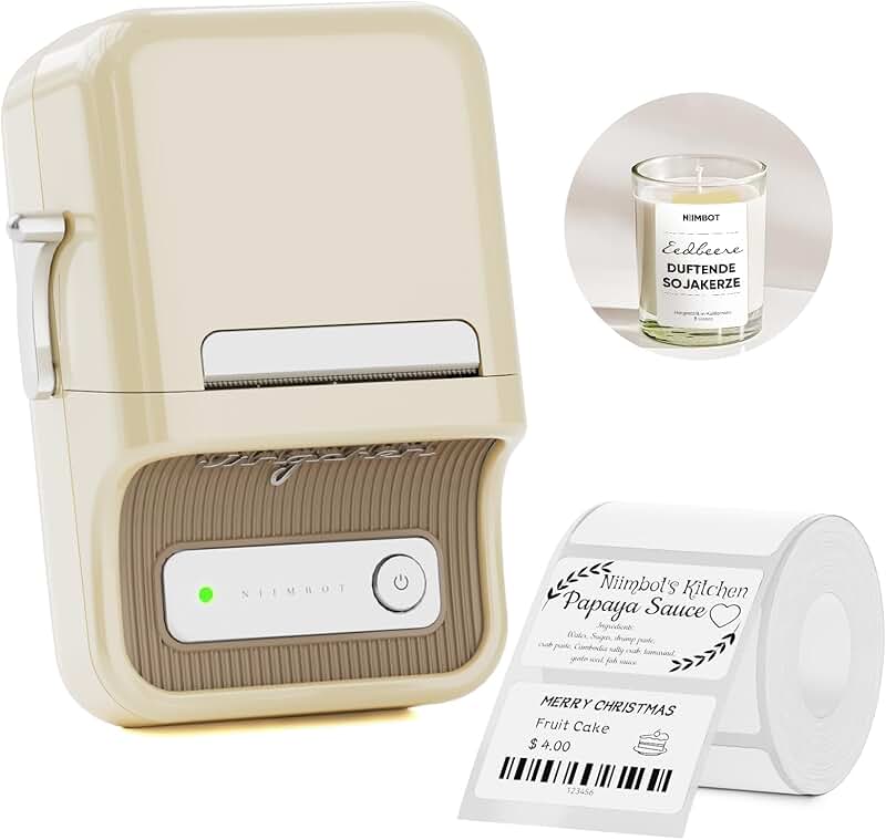 Portable Thermal Label Maker with 50x30mm White Labels