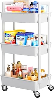 Three-Tier Plastic Rolling Storage Cart