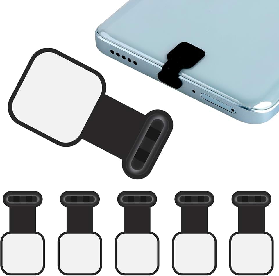 6 Pack USB C Dust Plugs with Charm and Adhesive