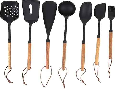 7-Piece Silicone Kitchen Utensil Set for Cooking and Camping