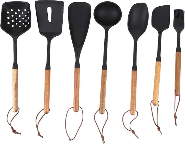 7-Piece Silicone Kitchen Utensil Set for Cooking and Camping