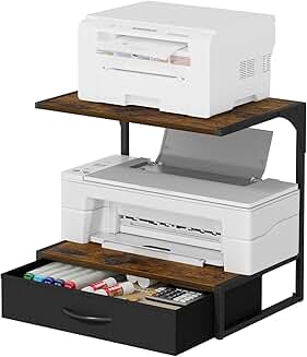 Desk Printer Stand with Storage and Fabric Drawer