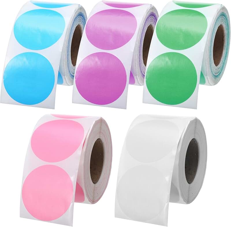 Color Thermal Labels, 5 Rolls, Waterproof, 2 Inch