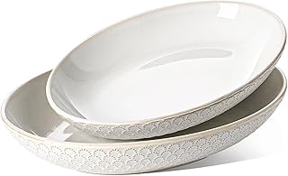 Large Ceramic Serving Bowls and Platters, Set of 2
