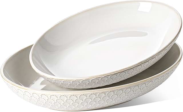 Large Ceramic Serving Bowls and Platters, Set of 2
