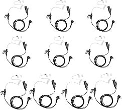 Acoustic Tube Earpiece with PTT Mic for Two-Way Radio (10 Pack)
