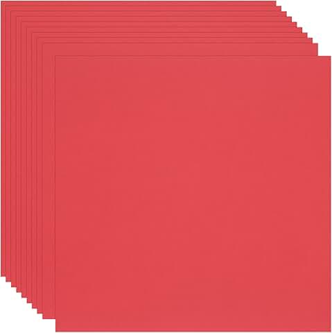 100 Bright Red Colored Cardstock Sheets for Crafts