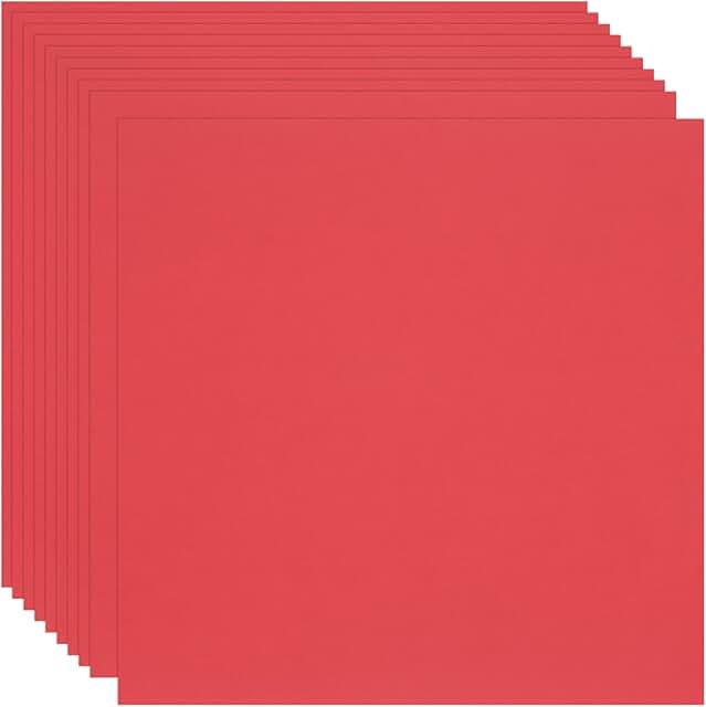100 Bright Red Colored Cardstock Sheets for Crafts