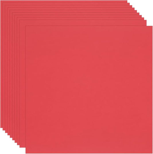 100 Bright Red Colored Cardstock Sheets for Crafts