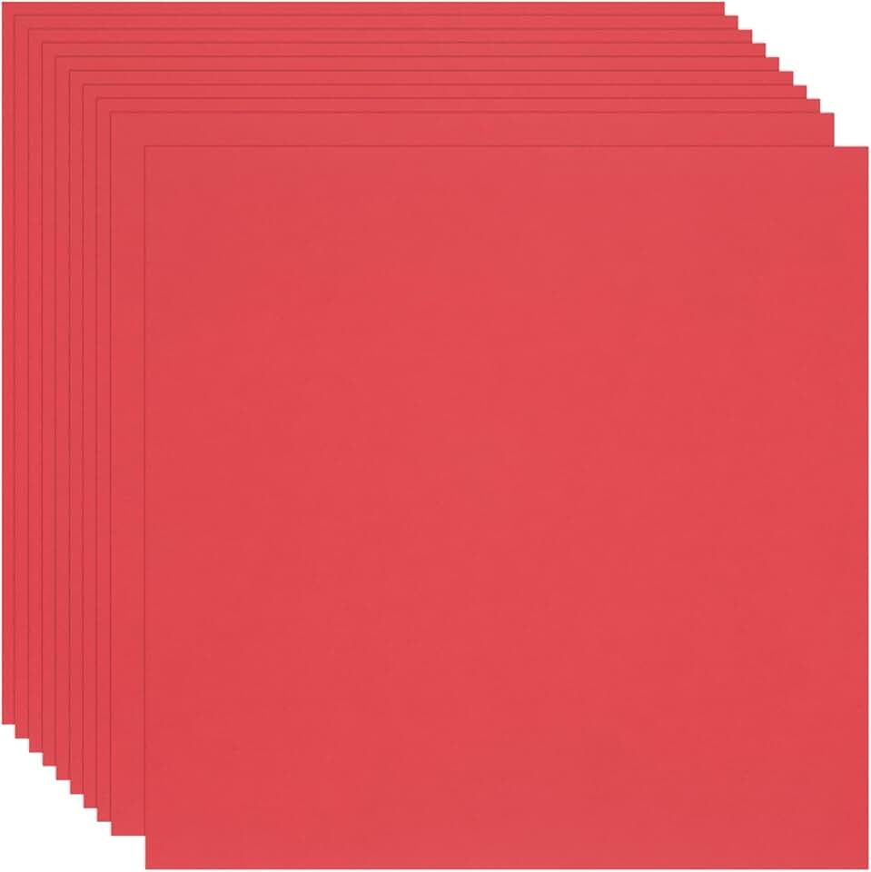 100 Bright Red Colored Cardstock Sheets for Crafts