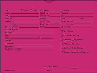 Fuchsia 9x12 Printed Vehicle Deal Envelopes (100)