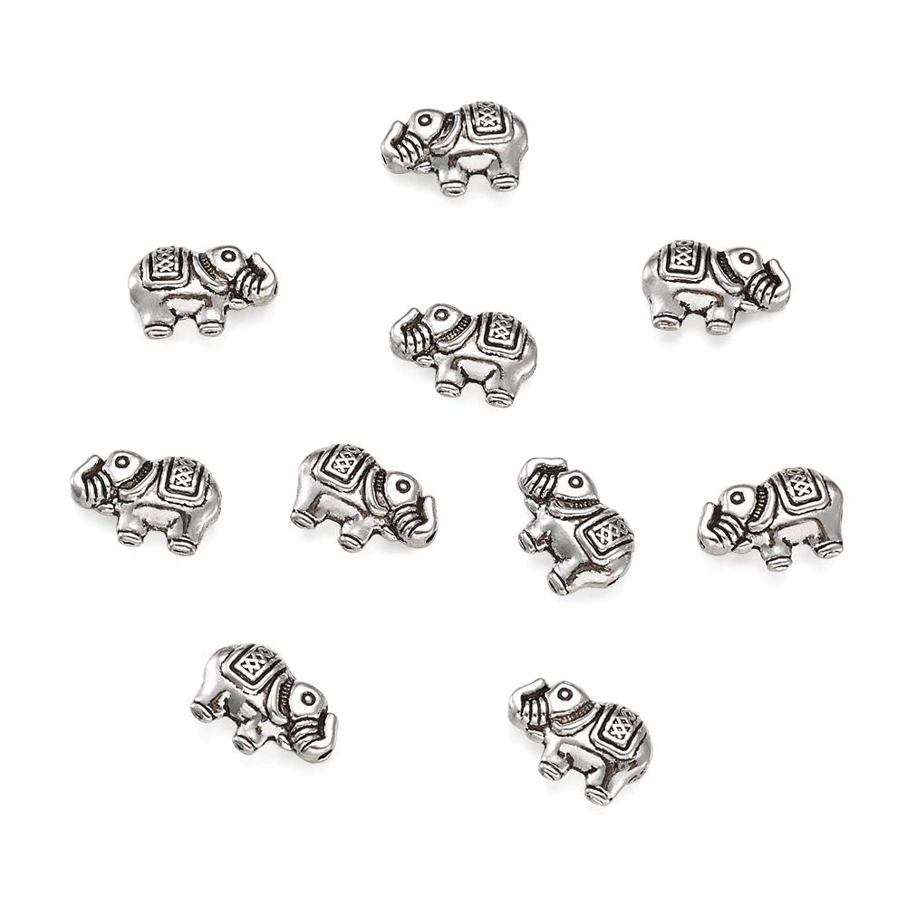 20Pcs Antique Silver Elephant Spacer Beads for Jewelry Making
