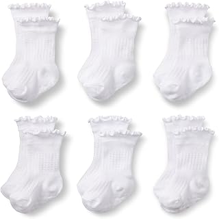 Six pairs of scallop top socks for toddlers and baby girls