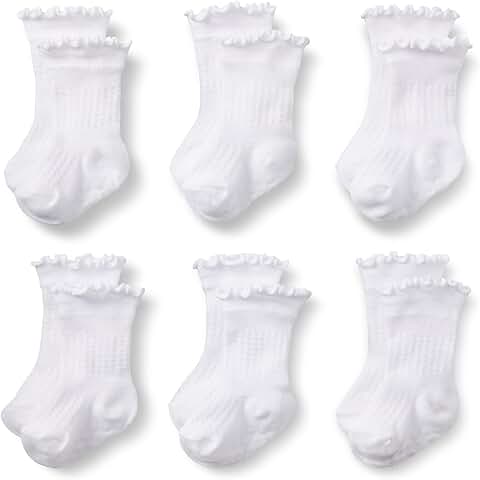 Six pairs of scallop top socks for toddlers and baby girls