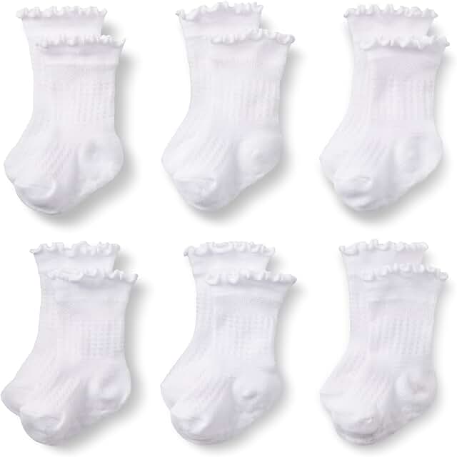 Six pairs of scallop top socks for toddlers and baby girls