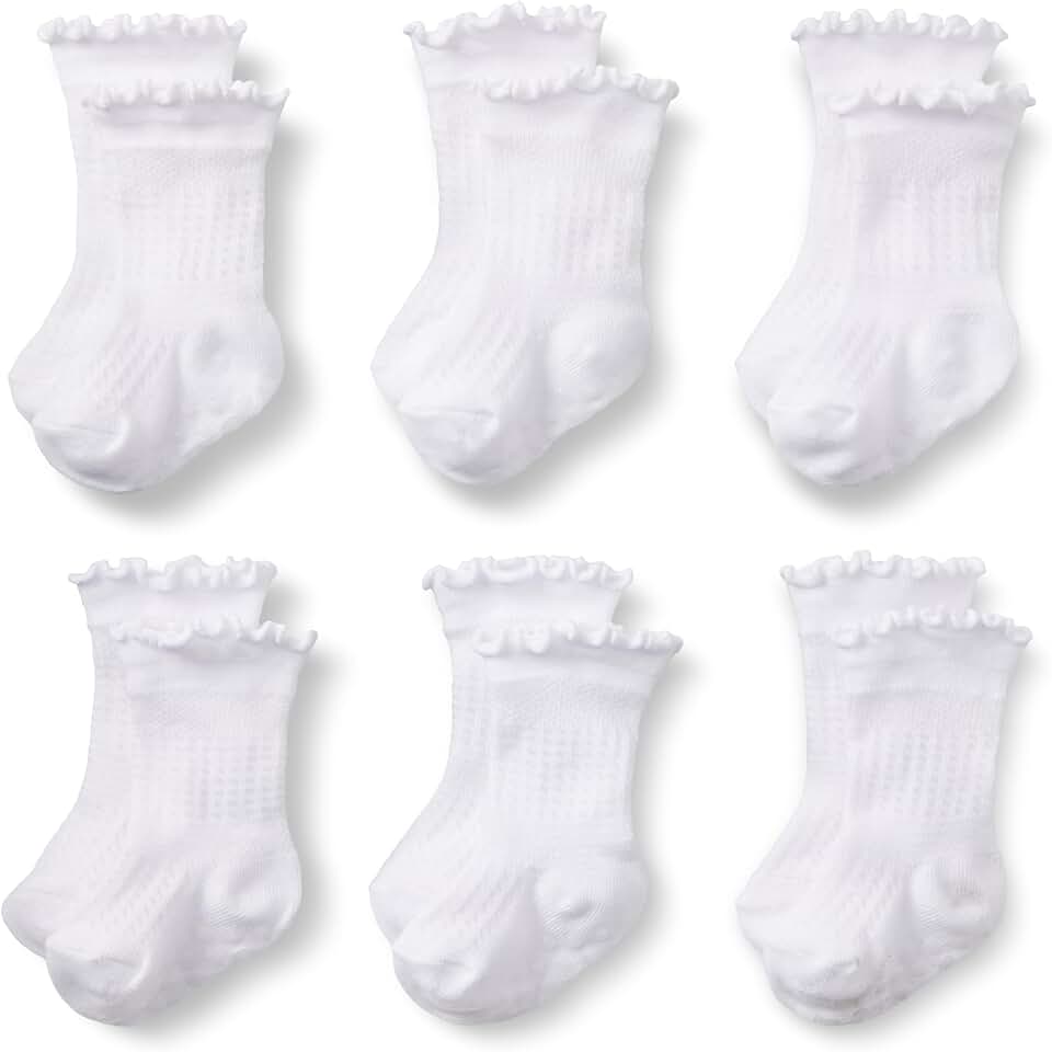 Six pairs of scallop top socks for toddlers and baby girls