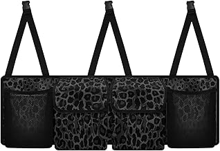Small SUV Trunk Organizer with 4 Pockets in Black Leopard Print