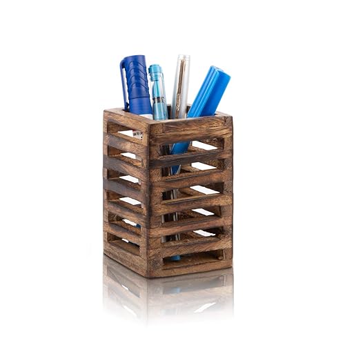 Handcrafted Wooden Pen and Pencil Organizer for Desk