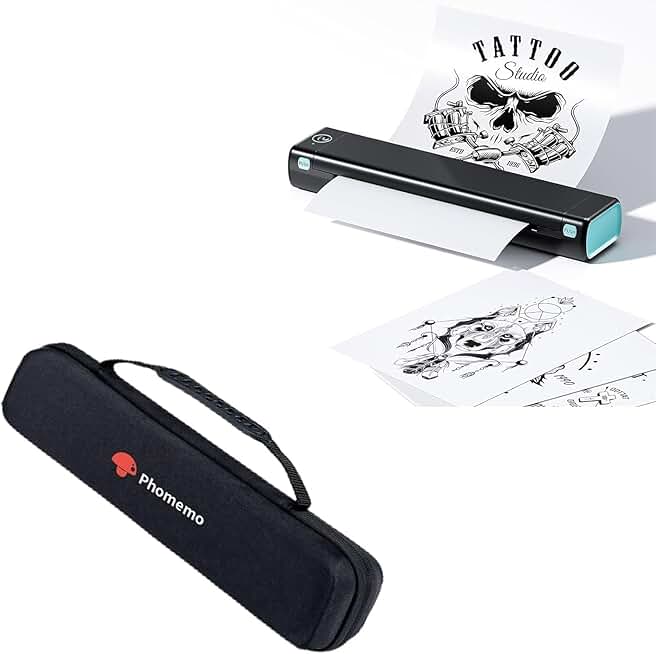 Portable tattoo transfer stencil printer with case