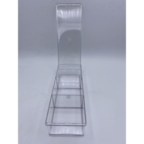 MODAIO-Clear Plastic 3-Compartment Storage Trays with Lids, 8x3x2 in.