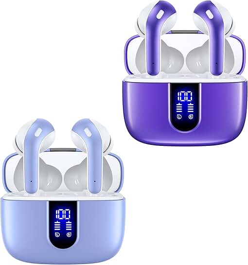 Purple and Phantom Purple True Wireless Earbuds with Charging Case