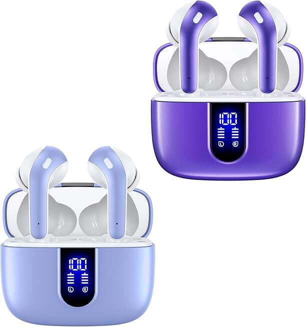 Purple and Phantom Purple True Wireless Earbuds with Charging Case