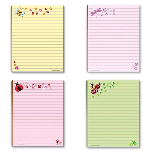 Cute Notepads Set with Ladybug, Bee, Butterfly, Dragonfly