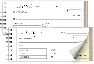 Two-Pack Spiral Receipt Book with Carbon Copies