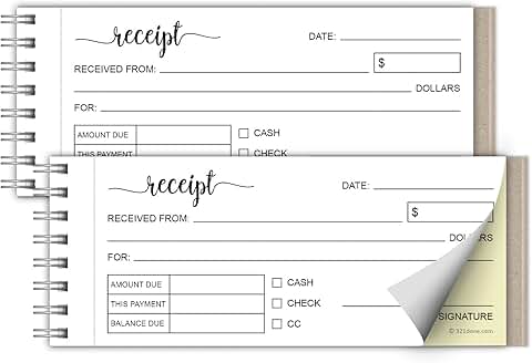 Two-Pack Spiral Receipt Book with Carbon Copies