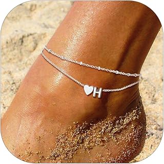 Stainless Steel Heart Beaded Ankle Bracelet for Women