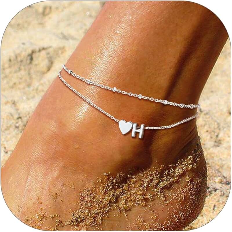 Stainless Steel Heart Beaded Ankle Bracelet for Women