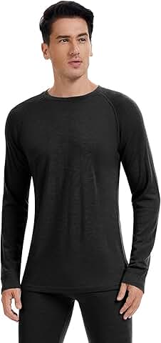 Men's Lightweight 100% Merino Wool Long Sleeve Base Layer