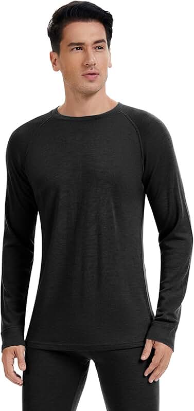 Men's Lightweight 100% Merino Wool Long Sleeve Base Layer
