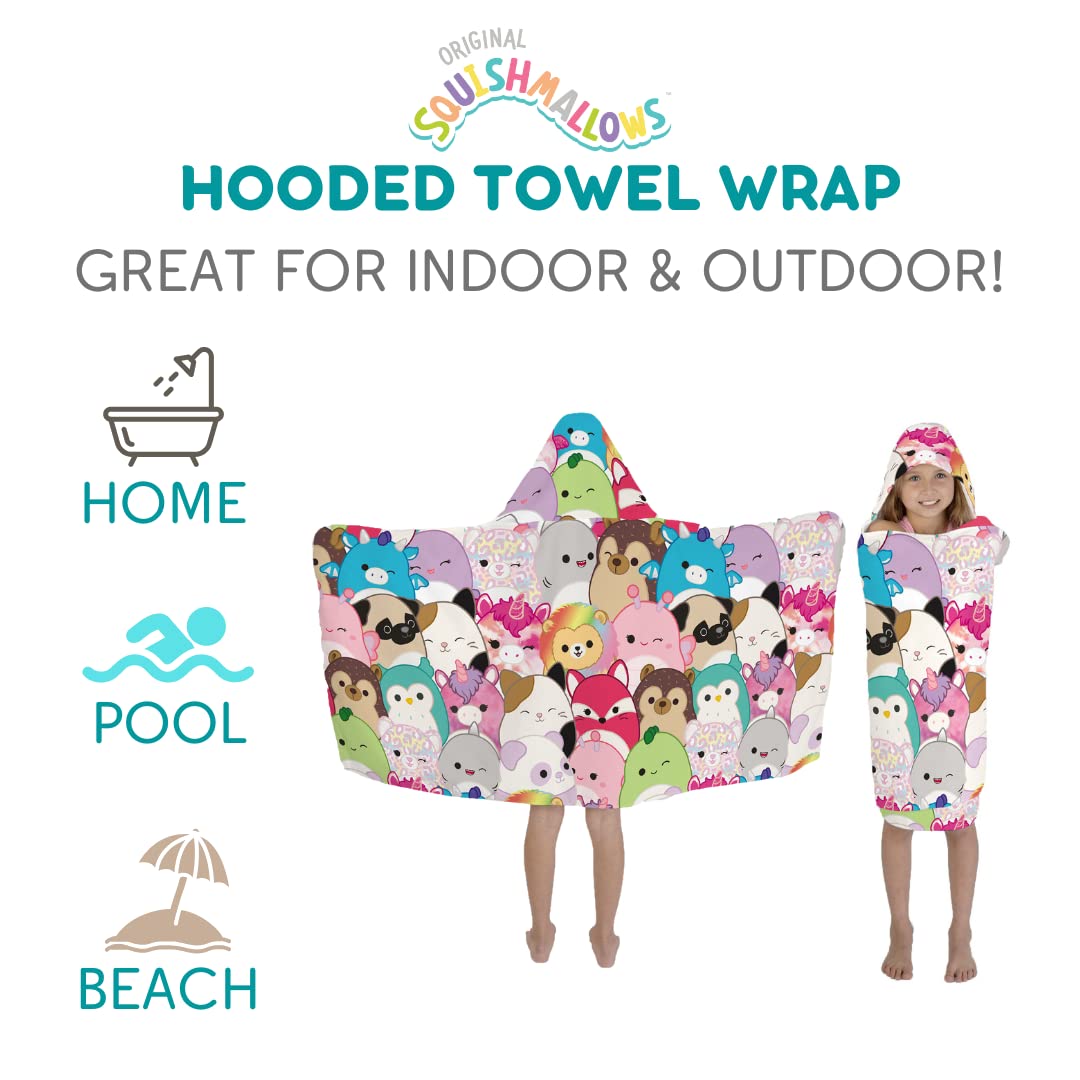 Squishmallows Ki Pool/Beach Soft Cotton Terry Hooded Towel Wrap, 24 in x 50 in