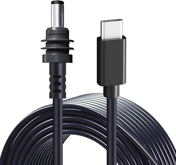 Mini USB-C to DC Power Cable, 49ft, Waterproof, 20V
