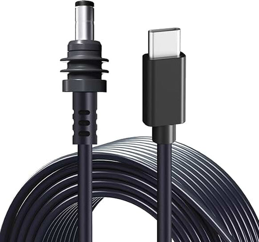 Mini USB-C to DC Power Cable, 49ft, Waterproof, 20V