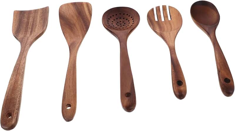 Natural Wood Cooking Utensil Set for Kitchen