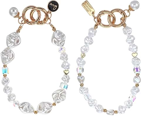 Two Beaded Phone Wrist Straps with Moonlight Pearls