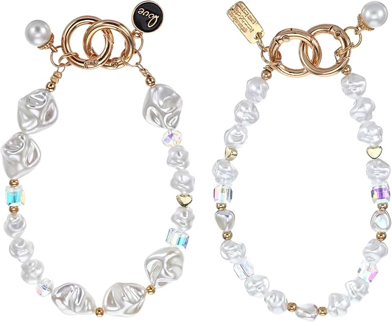 Two Beaded Phone Wrist Straps with Moonlight Pearls