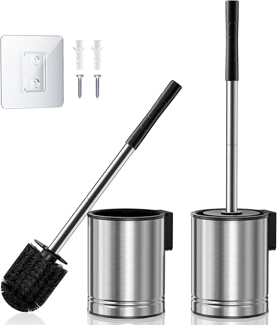 Stainless Steel Toilet Brush and Holder Set, 2 Pack
