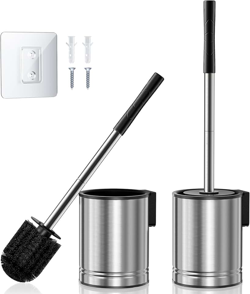 Stainless Steel Toilet Brush and Holder Set, 2 Pack