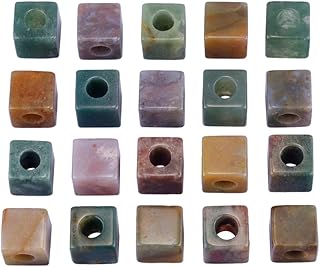Large Square Indian Agate Beads for Jewelry, Pack of 20
