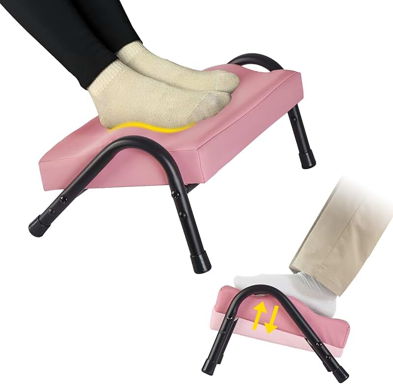 Pink ergonomic foot rest for office use