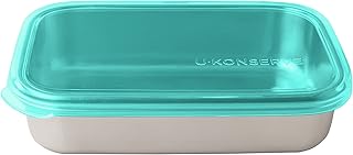 Rectangle stainless steel food storage container with leak-proof silicone lid