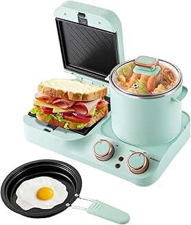 4-in-1 Breakfast Station with Frying Pan, Steamer, and Toaster