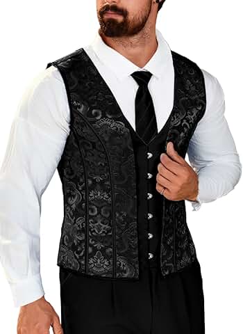 Men's Steel-Boned Victorian Satin Lace Waistcoat