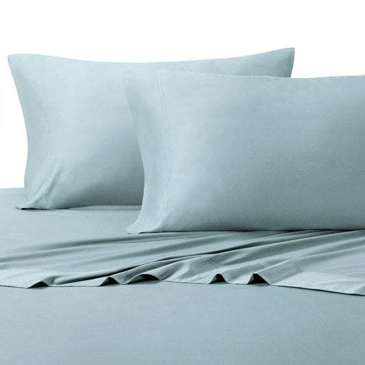 Bed Sheet Set- Hybrid Bamboo Cotton- Twin Extra Long XL) Solid Blue, Silky, Soft, 3PC Sheets