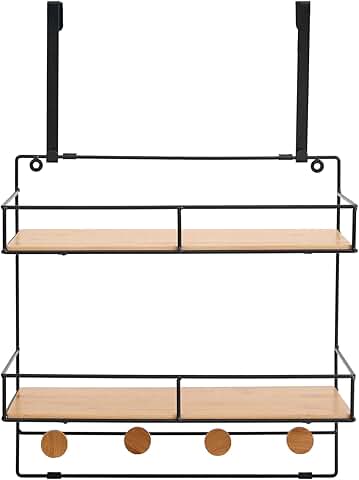 Over the Door 2-Tier Metal and Wood Organizer